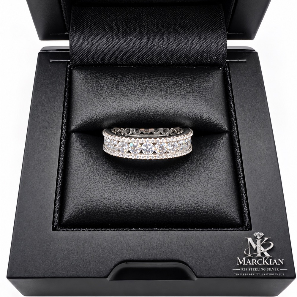 925 Sterling Silver 2.58CTW MOISSANITE Eternity Band Ring Size 9 Unisex